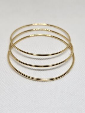 Gold Tone Bangle Bracelet Set Stackable Thin Minimalist Bangles
